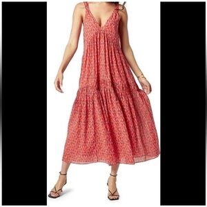 Joie pink/Red Patterned Midi Dress